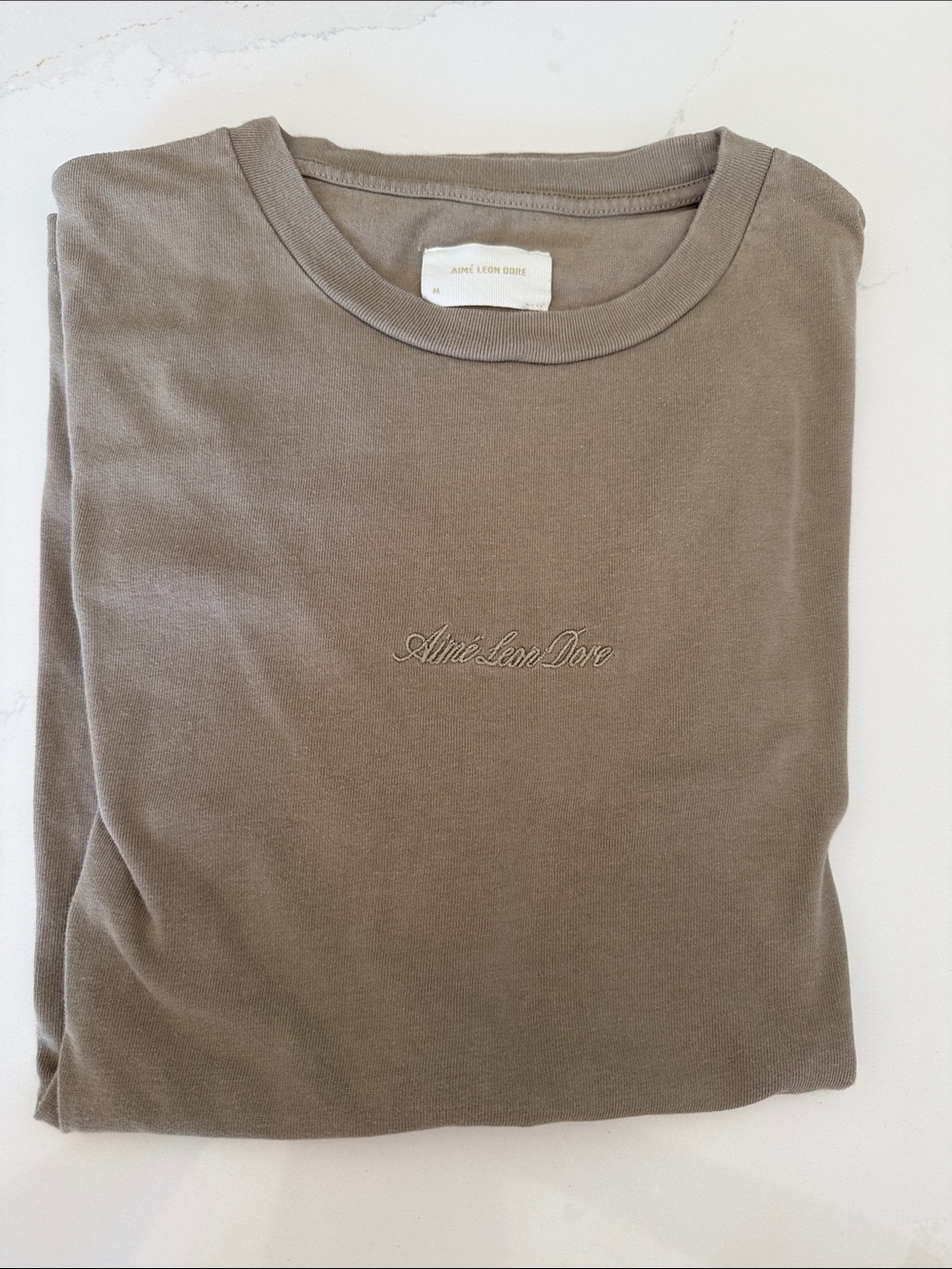 Aime Leon Dore Men's Crewneck Tee in Taupe Brown size medium